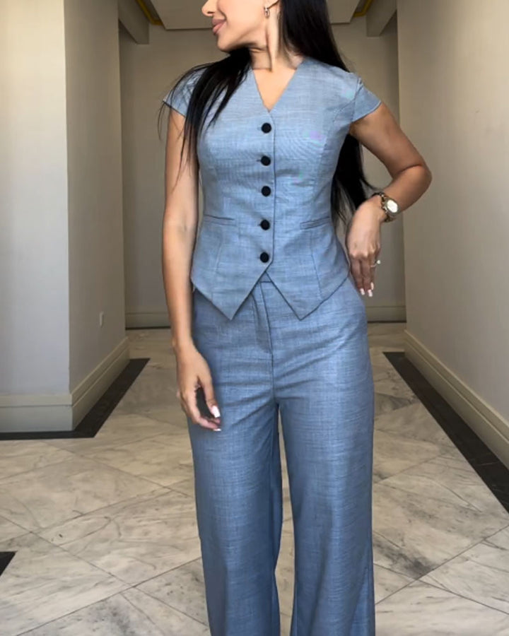 Vittoria - Linen Blouse And Trousers Set
