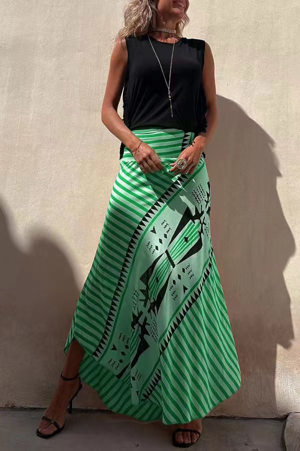 Women's High-Waisted Striped Maxi Tube Skirt