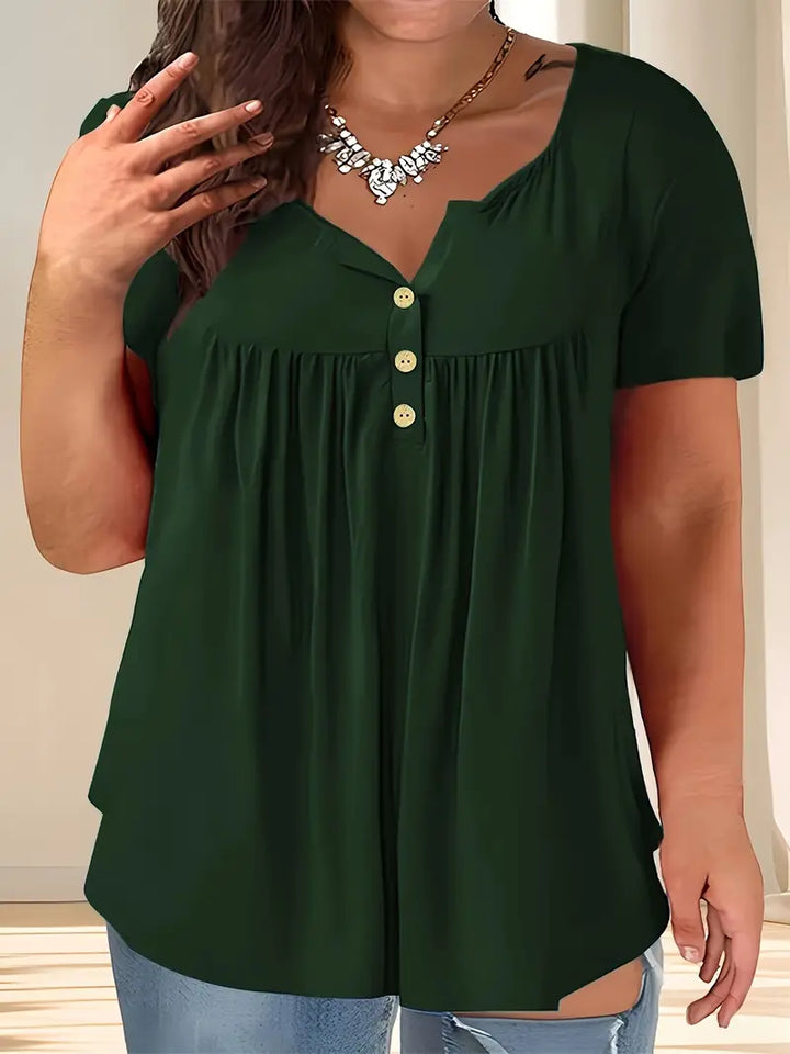 Zoey™ - Chic Plus-Size Pleated Blouse