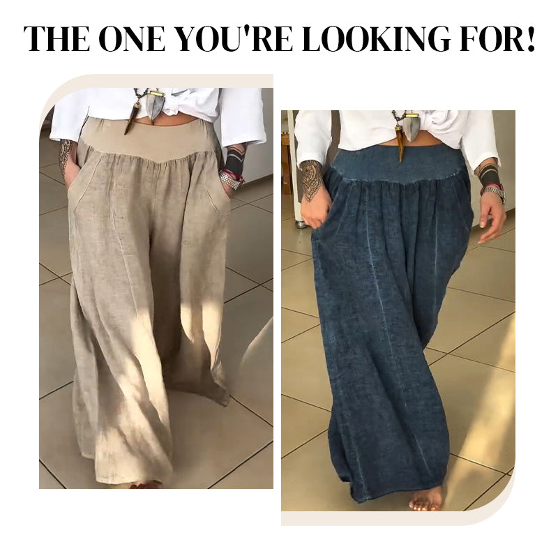 Lucy™ – Elasticated Wide-Leg Trousers with Pockets