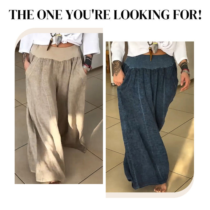 Lucy™ – Elasticated Wide-Leg Trousers with Pockets