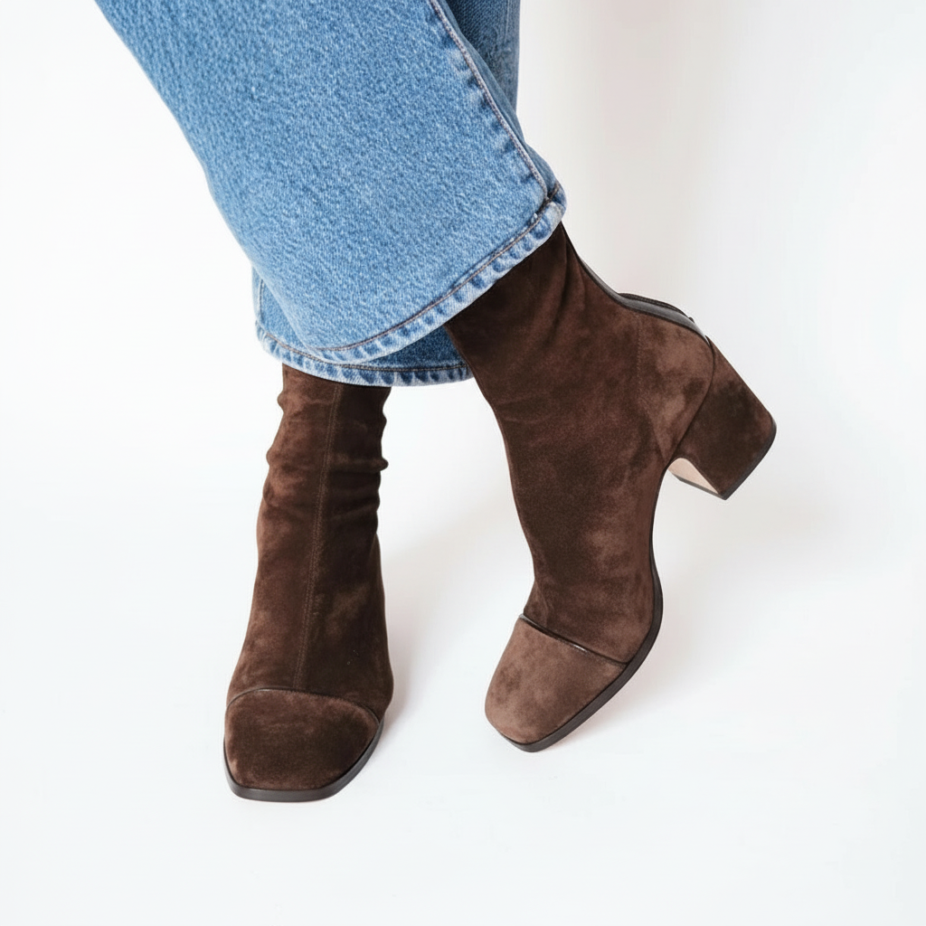 Lily™ | Stylish Suede Square-Toe Ankle Boots