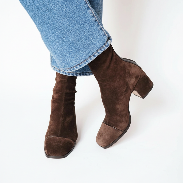 Lily™ | Stylish Suede Square-Toe Ankle Boots