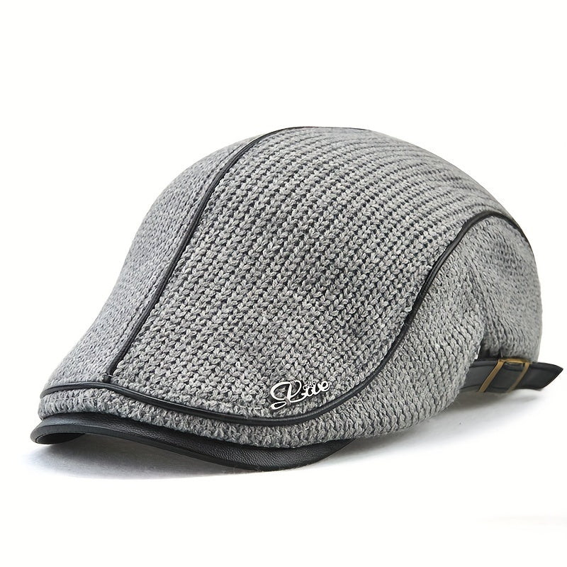 Elias | Herren Strick-Barettmütze warm für Herbst und Winter