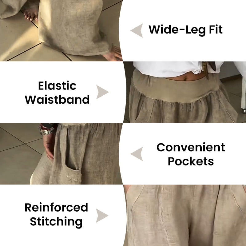 Lucy™ – Elasticated Wide-Leg Trousers with Pockets