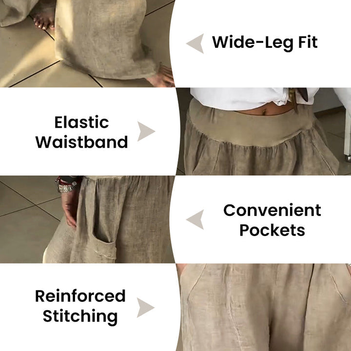 Lucy™ – Elasticated Wide-Leg Trousers with Pockets
