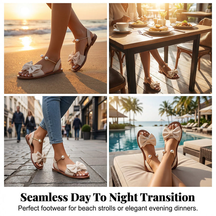 Chic ankle strap sandals, embellished with pearls