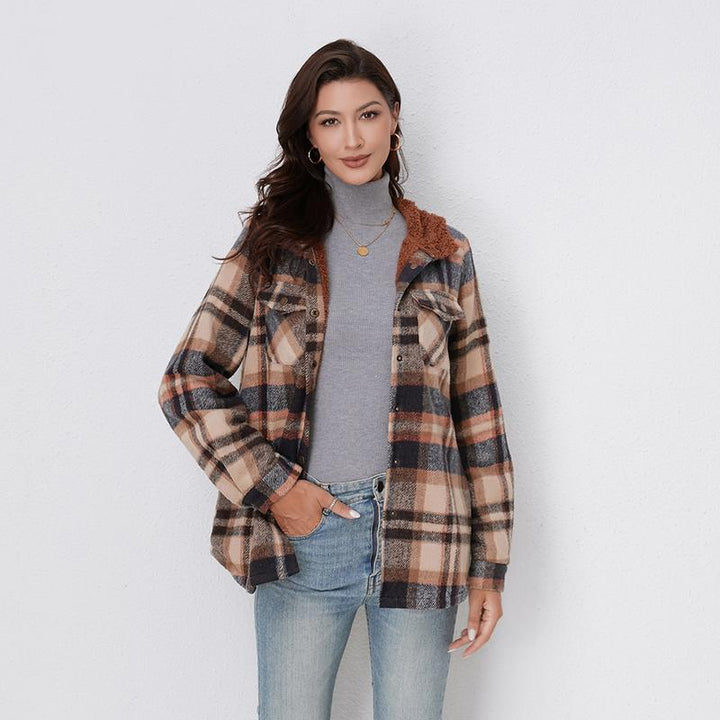 AMELIA™ - Women's Hooded Plaid Flannel Jacket for Autumn and Winter