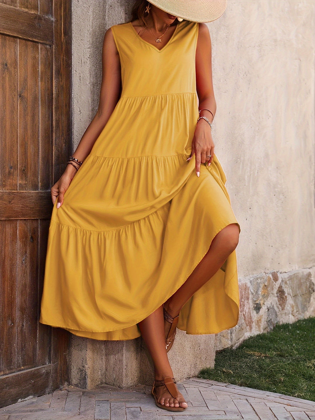 Odette™ - Comfortable V-Neck Layered Dress