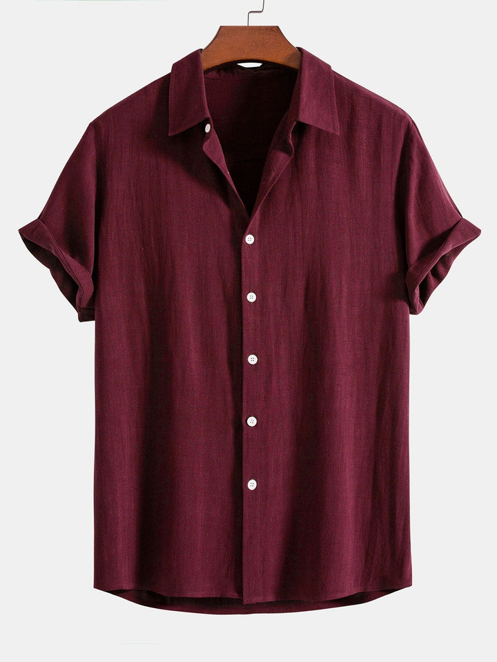Button-up shirt and straight-cut trousers in a linen-rayon blend