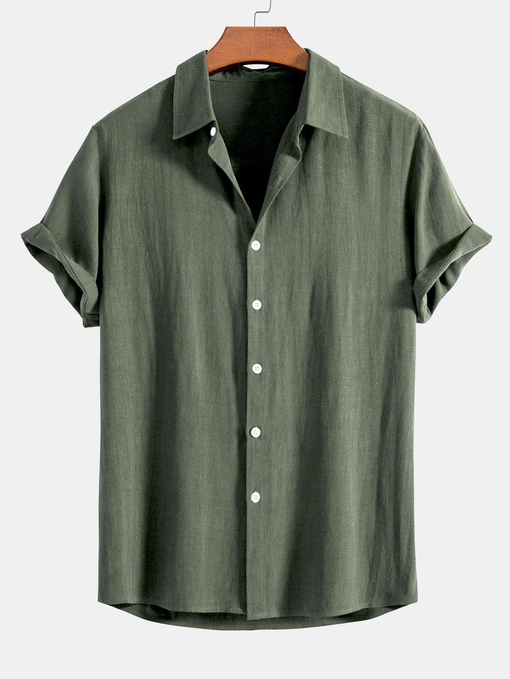 Button-up shirt and straight-cut trousers in a linen-rayon blend