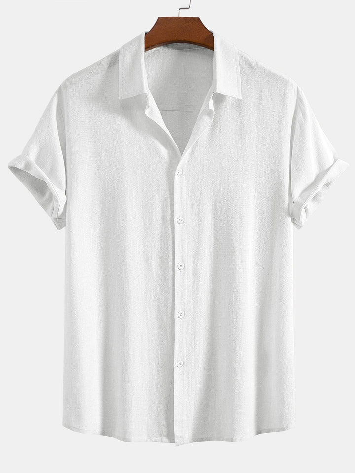 Button-up shirt and straight-cut trousers in a linen-rayon blend