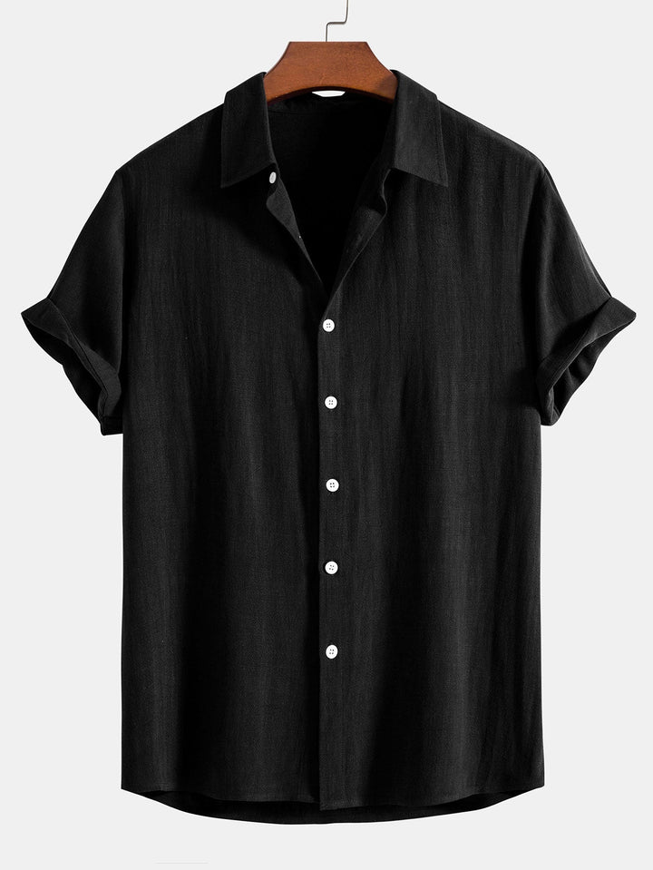 Button-up shirt and straight-cut trousers in a linen-rayon blend