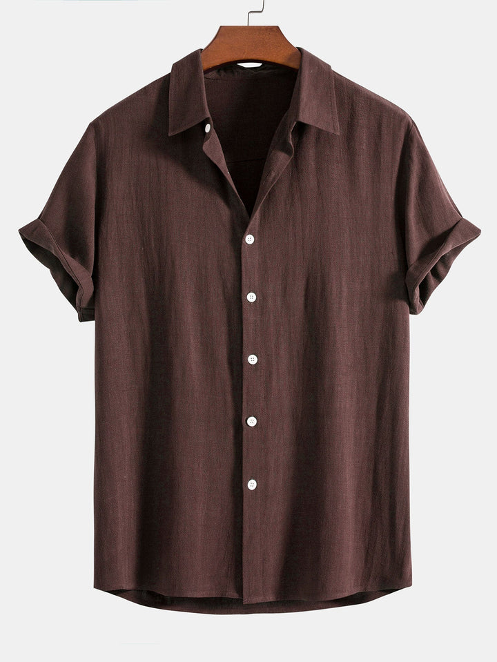 Button-up shirt and straight-cut trousers in a linen-rayon blend