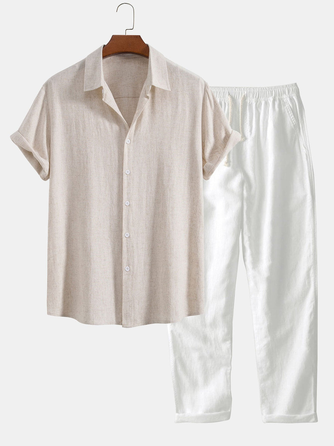 Button-up shirt and straight-cut trousers in a linen-rayon blend