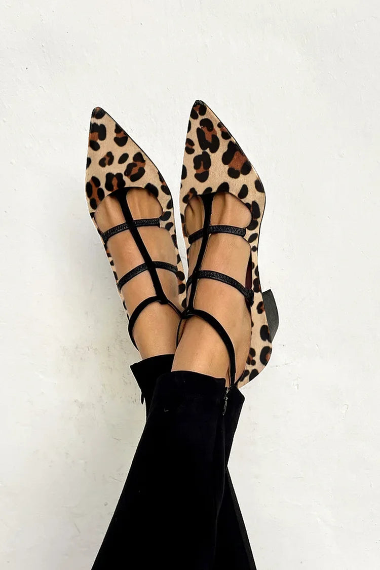 LEOPARD-STRAP BALLET HEELS