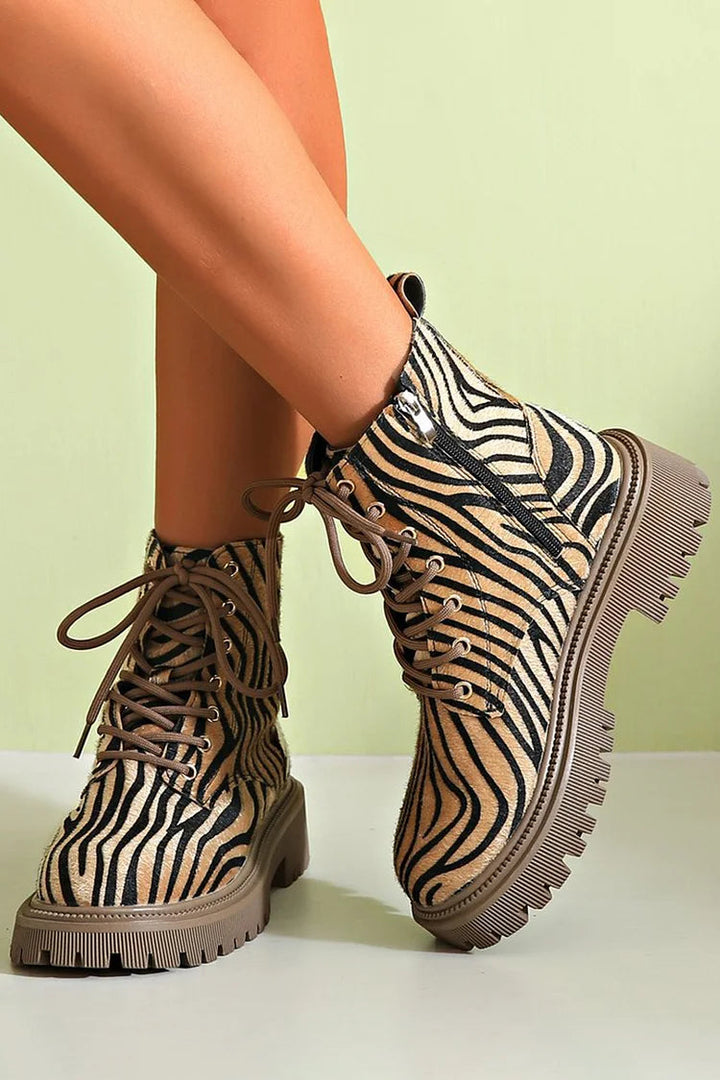 ZEBRA PRINT LACE-UP SHOES