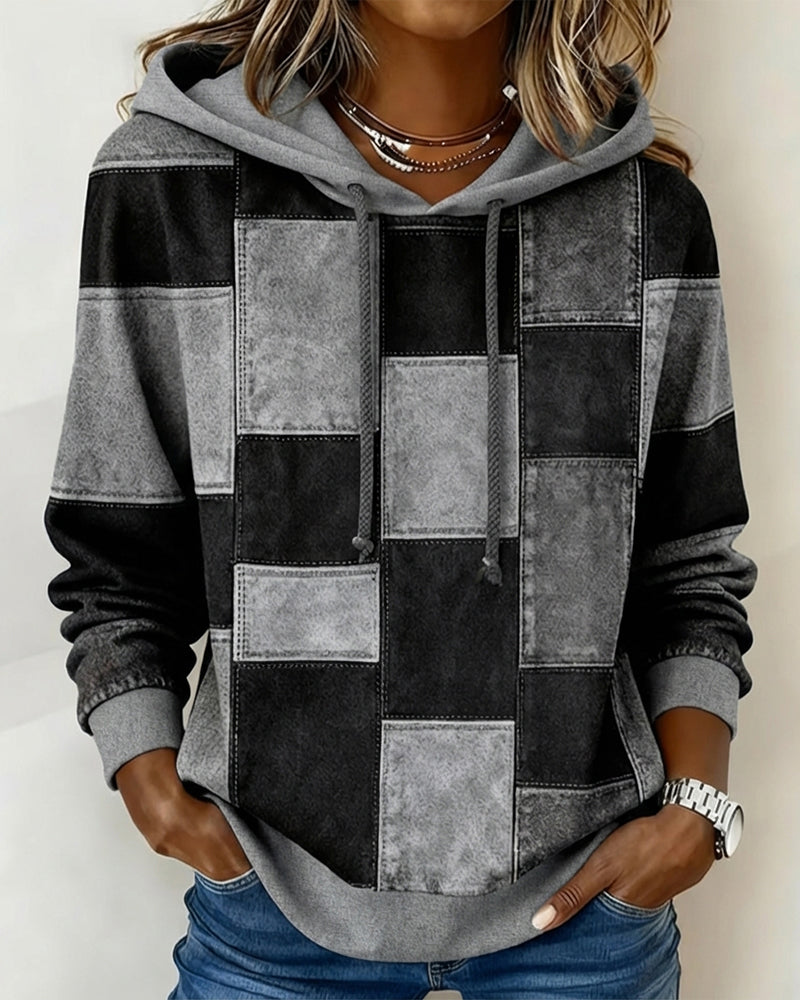 Chic Plaid Long Sleeve Hoodie
