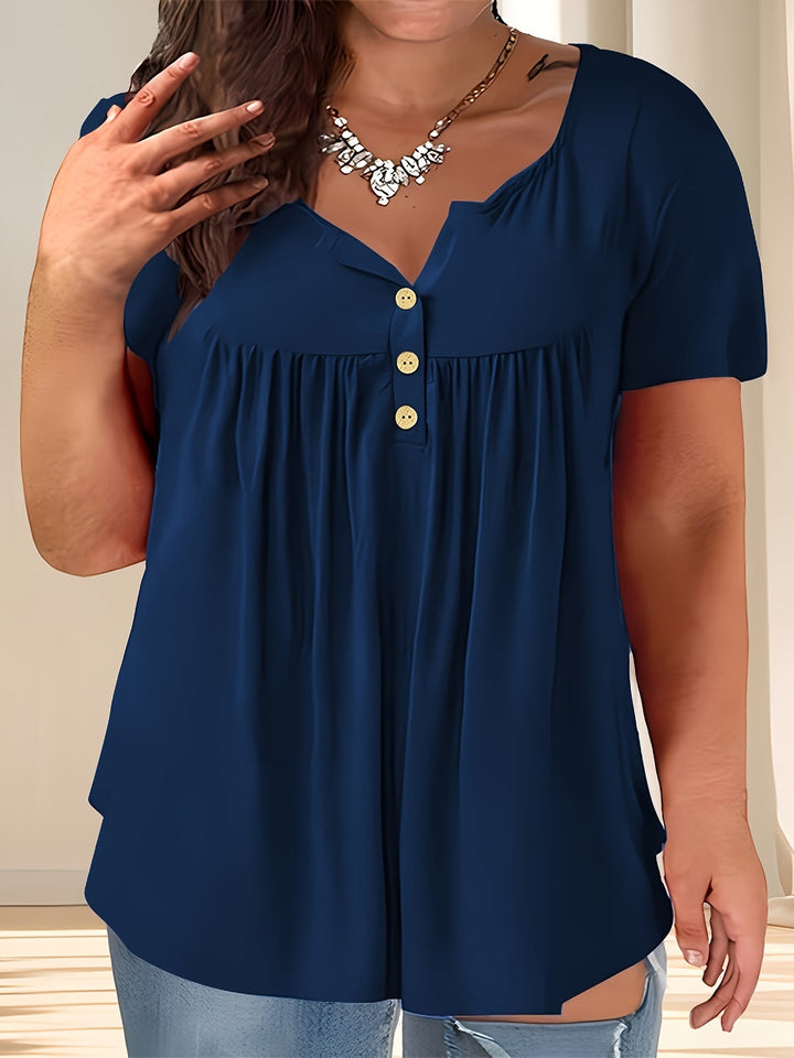 Zoey™ - Chic Plus-Size Pleated Blouse