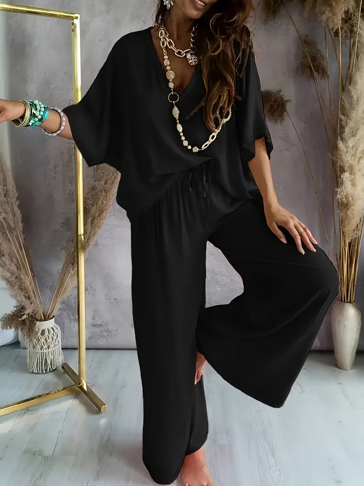 Farah™ - Stylish Solid Color Women's Two-Piece Set