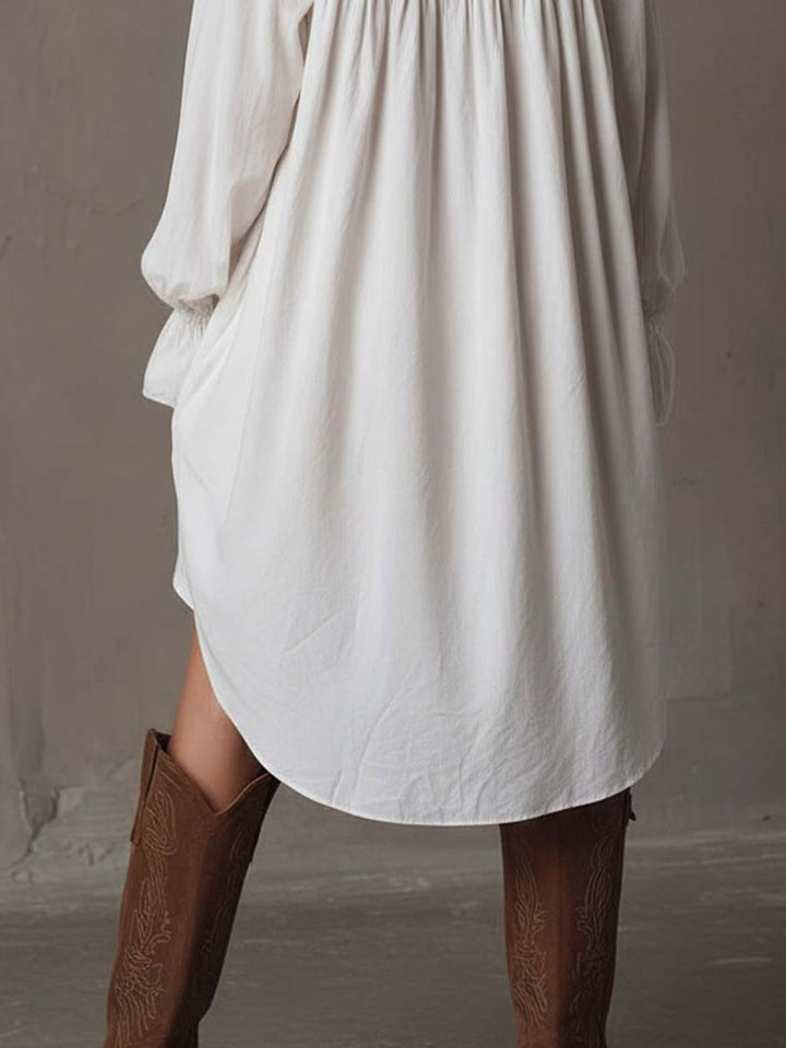 Retro Style Lace Irregular Hem Long Sleeve Mini Dress