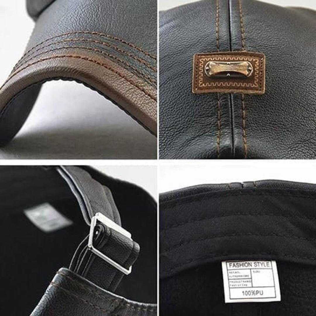 Retro Herren Lederbarett mit verstellbarem Band