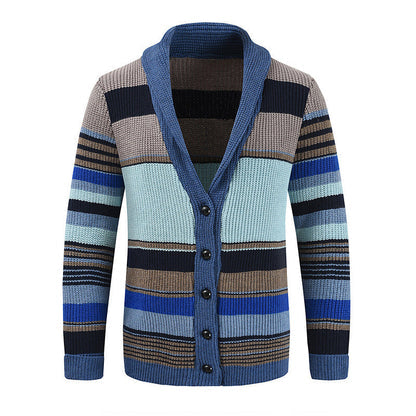 James | Men's Striped Button-Up Cardigan