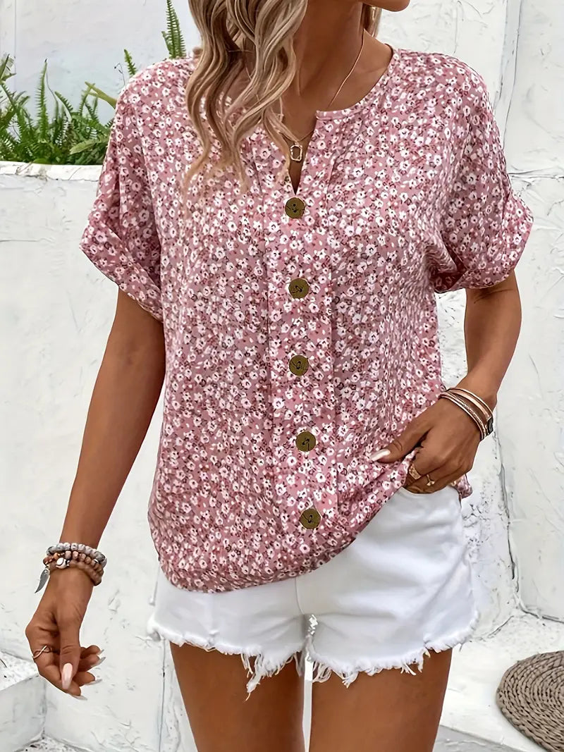Cindy™ | Blouse with floral print and tiered collar