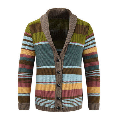 James | Men's Striped Button-Up Cardigan