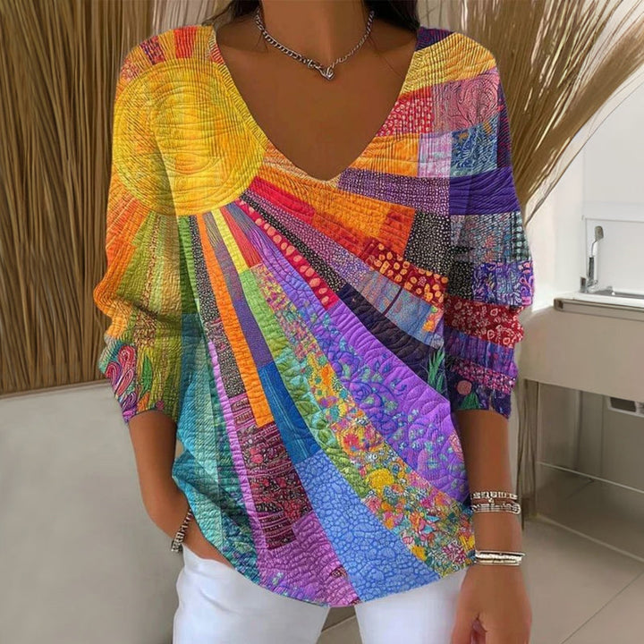 Retro Colorful Patchwork T-Shirt