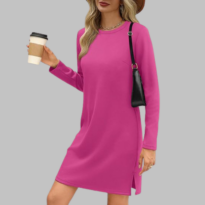 Talia™ – Casual Long-Sleeved Crew Neck Mini Dress