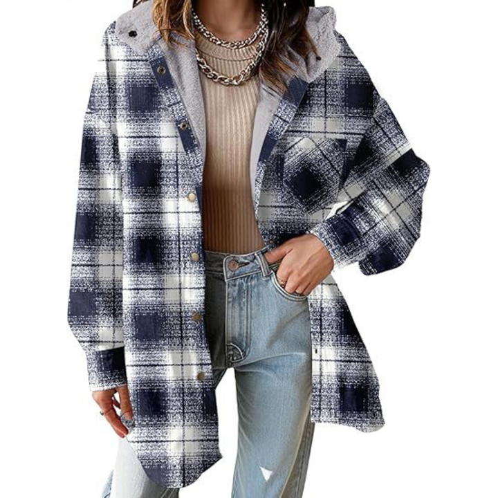 Tallulah™ - Relaxed Fit Plaid Hooded Jacket
