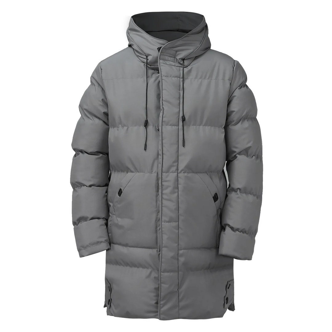 Tommaso - Men's Long Winter Coat with Hood, Lined Quilted Coat