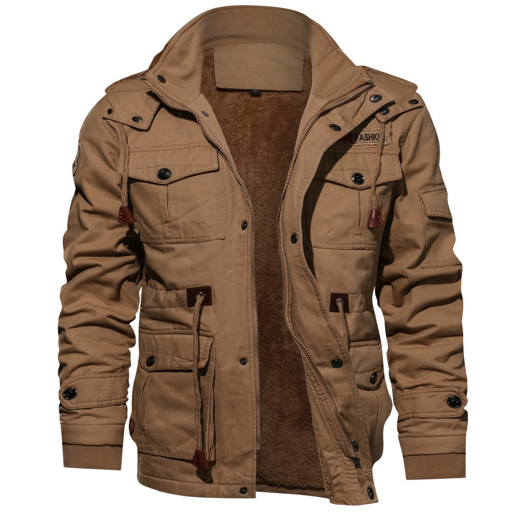 Men's insulated utility field jacket with drawstring and pockets