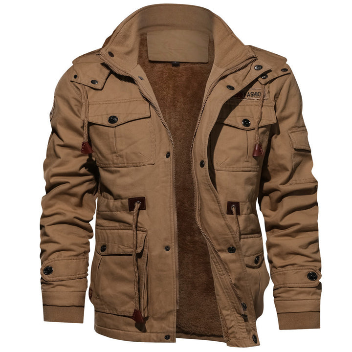 Men's insulated utility field jacket with drawstring and pockets