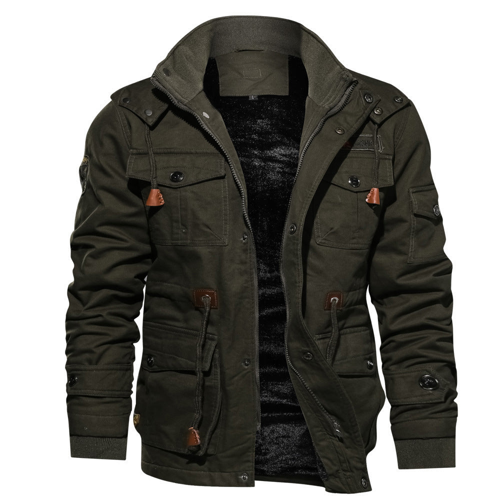 Men's insulated utility field jacket with drawstring and pockets