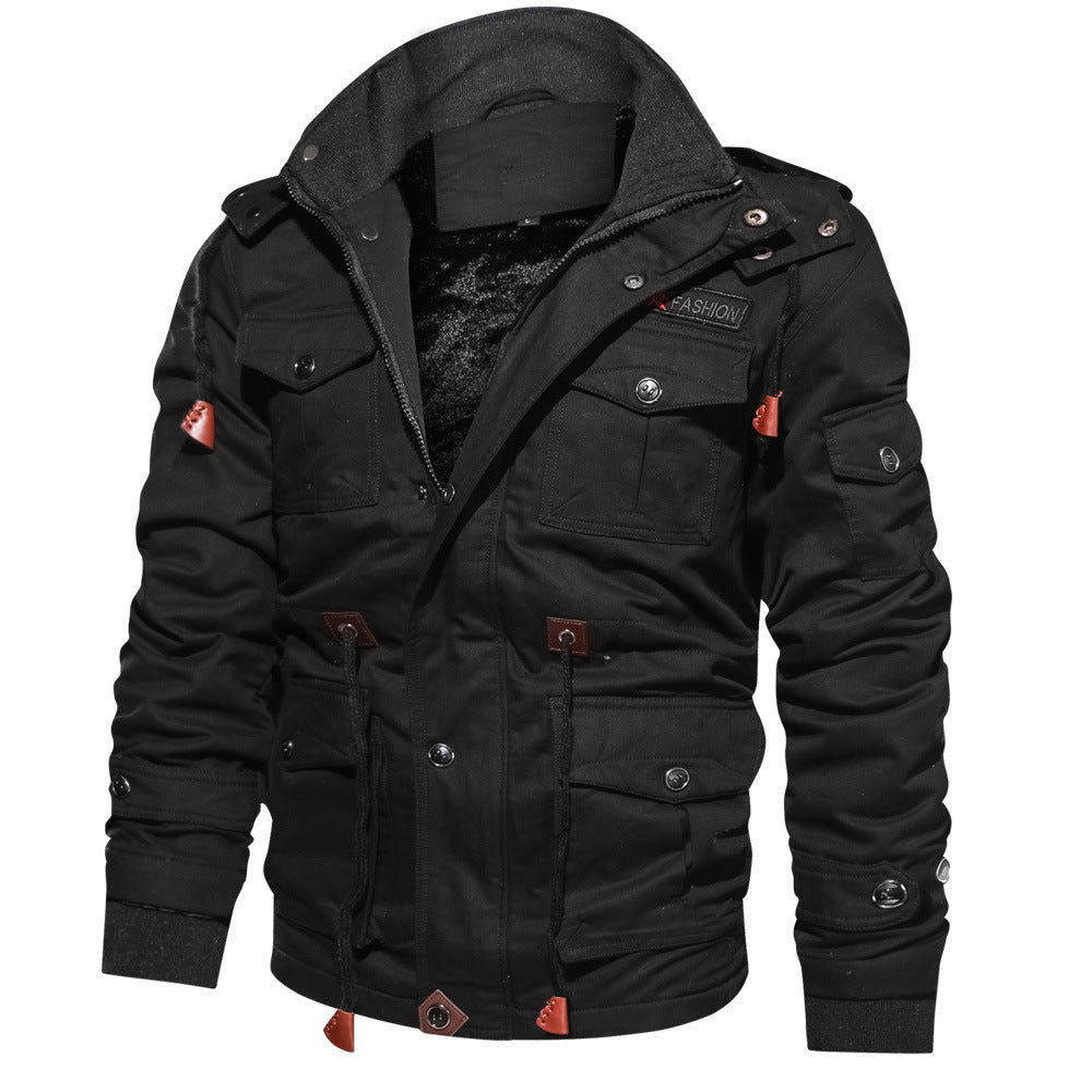 Men's insulated utility field jacket with drawstring and pockets