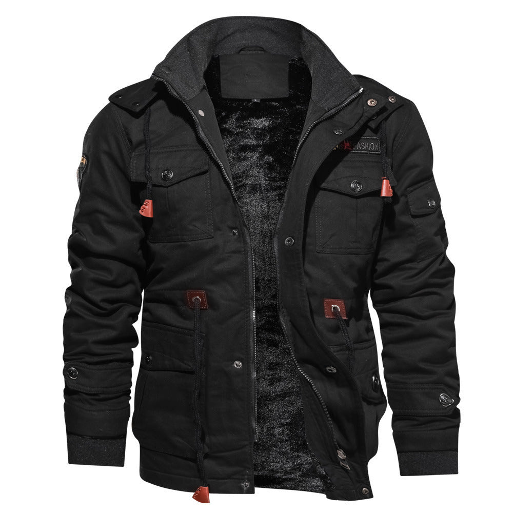 Men's insulated utility field jacket with drawstring and pockets