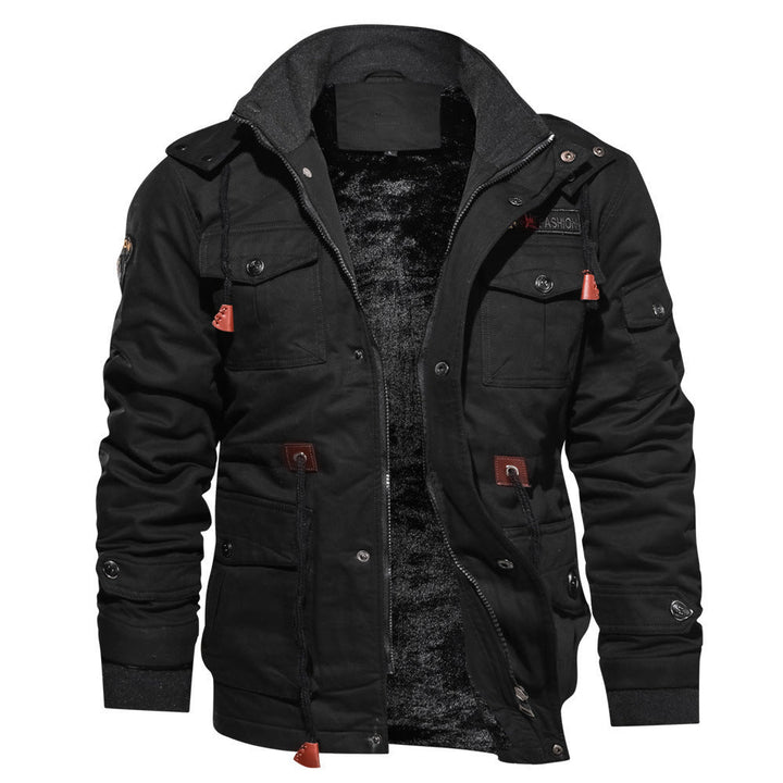 Men's insulated utility field jacket with drawstring and pockets