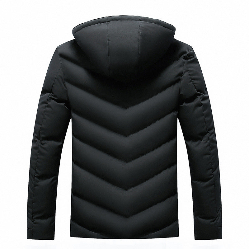 Men's quilted jacket with hood and pockets