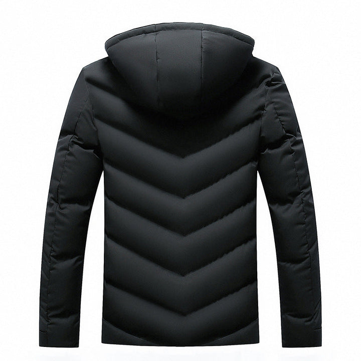 Men's quilted jacket with hood and pockets