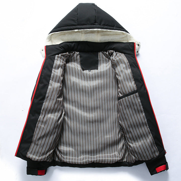 Men's quilted jacket with hood and pockets