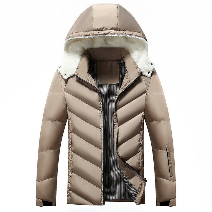 Men's quilted jacket with hood and pockets