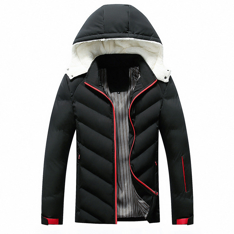 Men's quilted jacket with hood and pockets