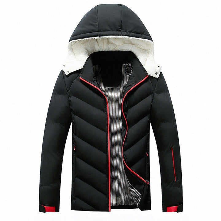 Men's quilted jacket with hood and pockets