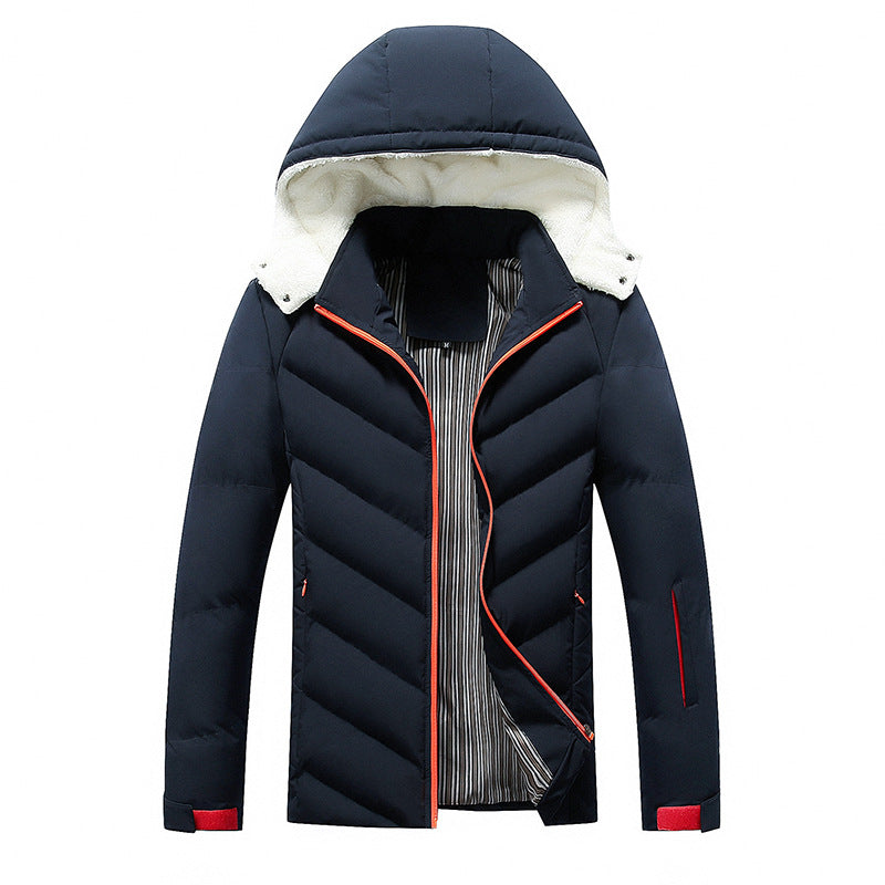 Men's quilted jacket with hood and pockets