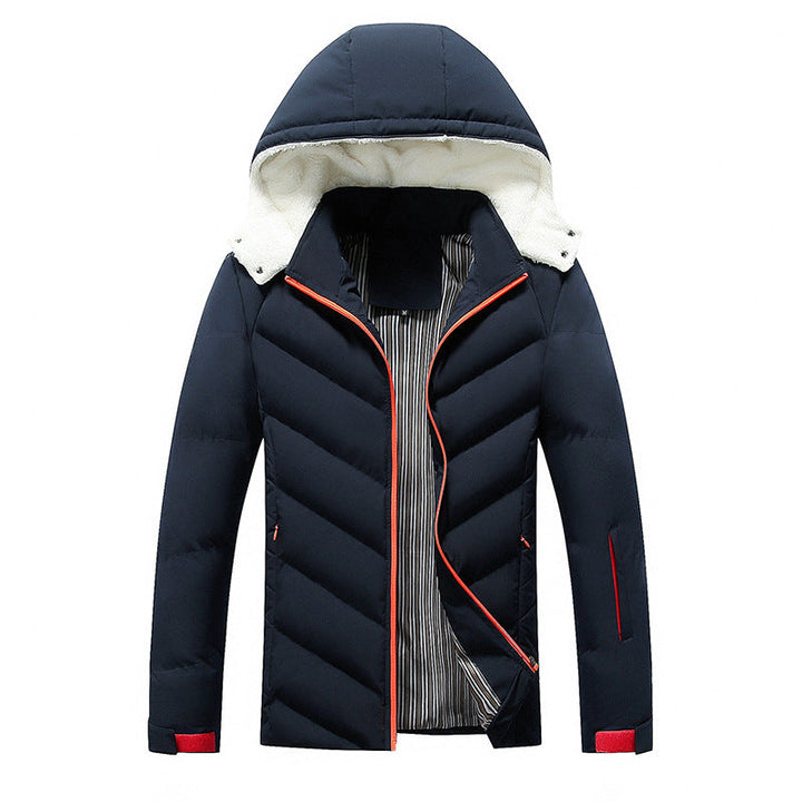 Men's quilted jacket with hood and pockets