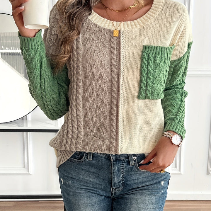 Delia | Women's crew-neck pullover with pocket