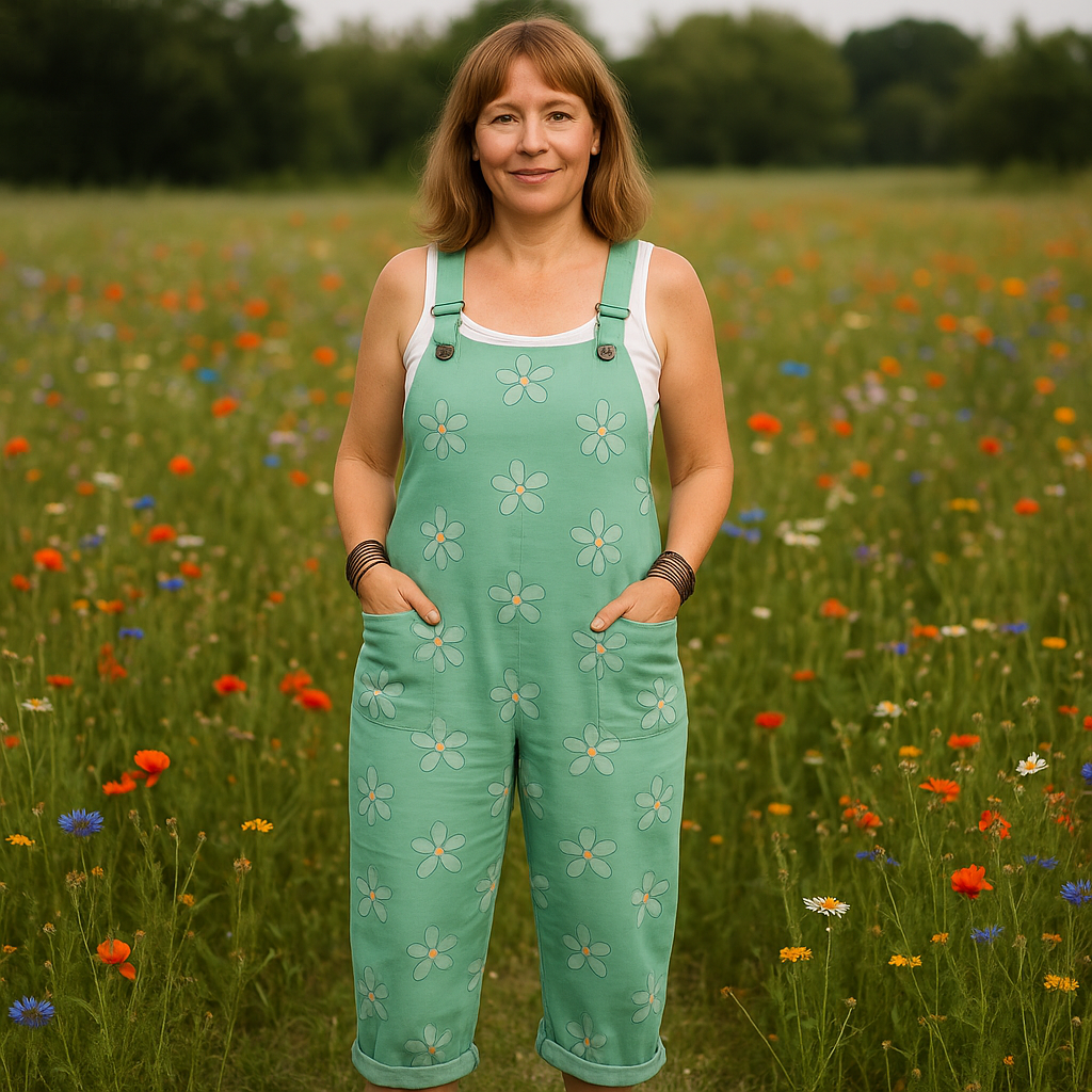 Women's Vintage Floral Wide-Leg Jumpsuit - Comfort & Style