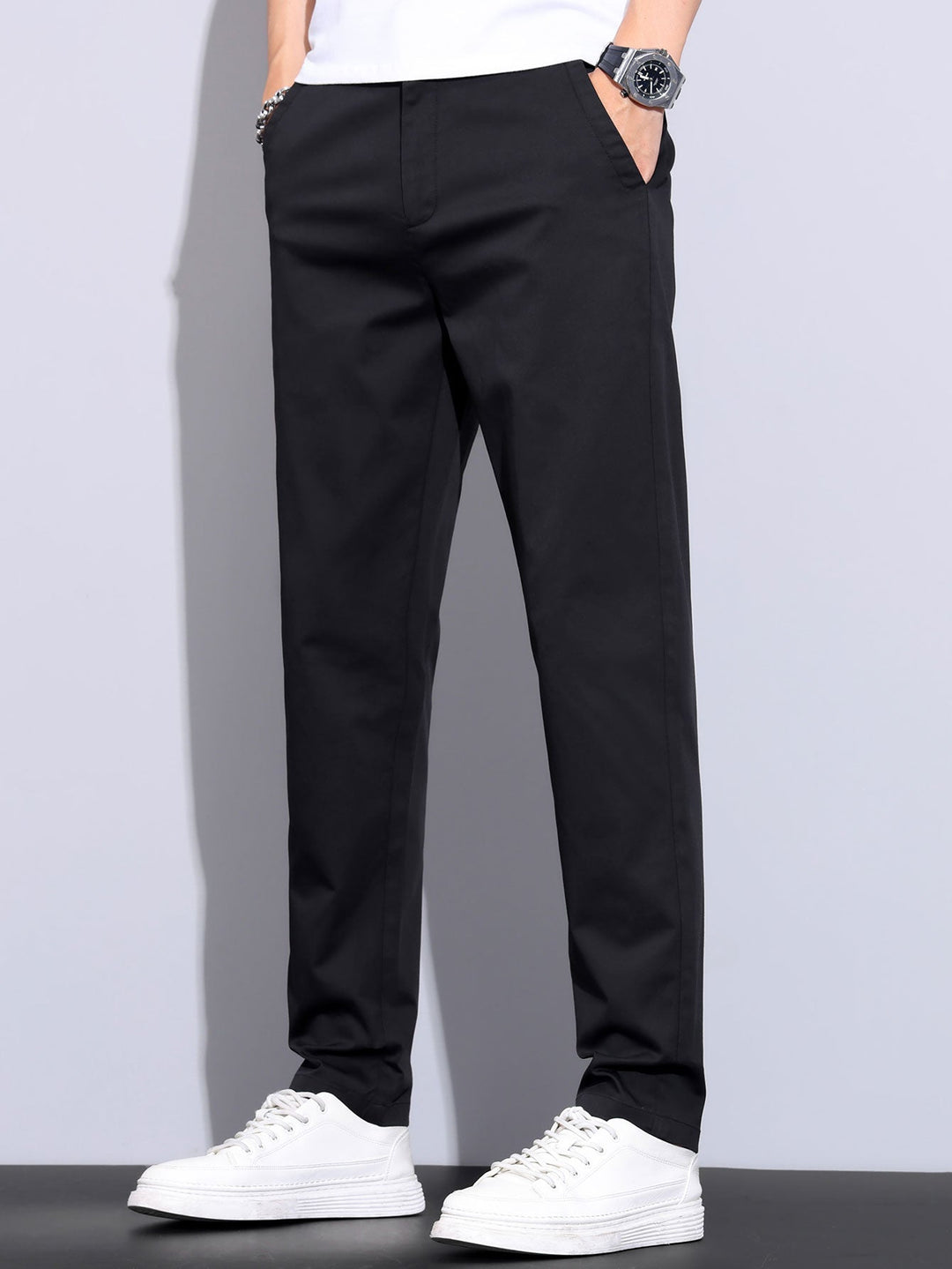 Herren Kurzarm Zip Polo & Elastischer Bund Gerade-Hosen Set